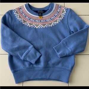 Ralph Lauren Blue Kids Sweatshirt with Pink and White Accents